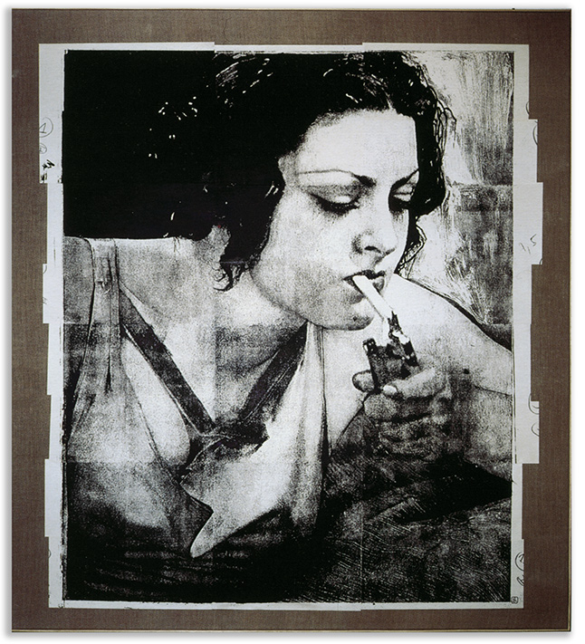 Lithographie en noir, marouflée sur toile brute et châssis. 150 x 140cm, 1993 (1er prix de peinture Novembre à Vitry 1993)